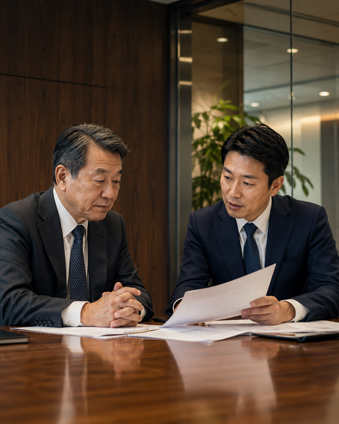 事業承継について話し合う経営者のイメージ